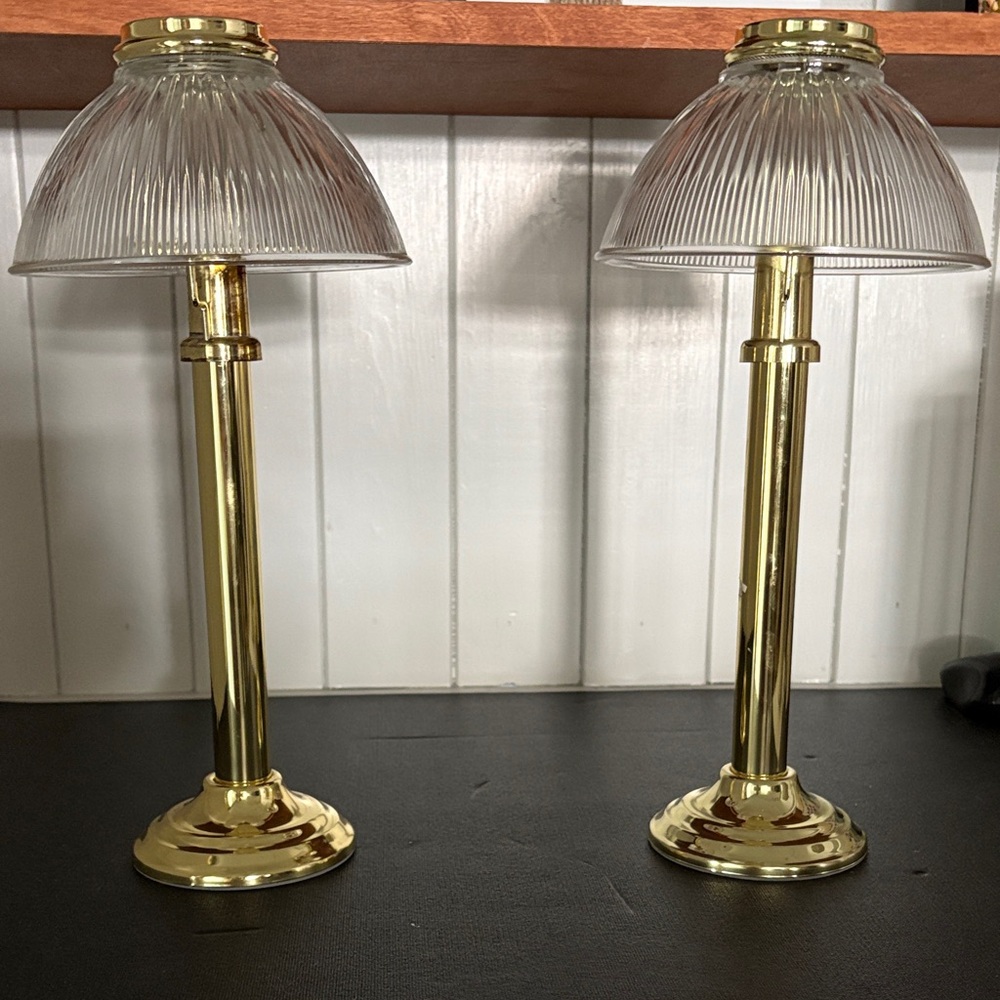 PartyLite Gold and Clear Glass Accent Lamps